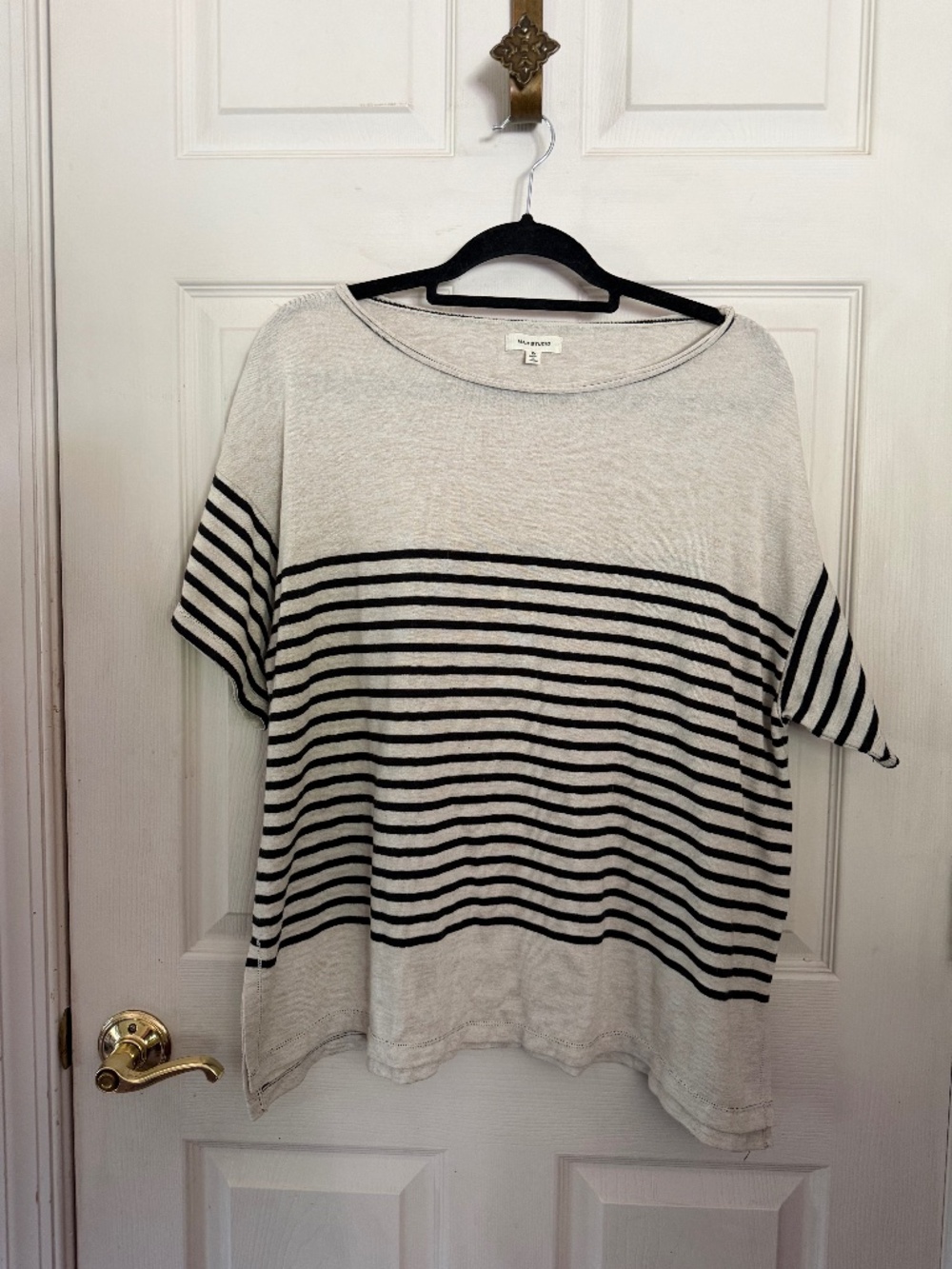 MAX STUDIO BOAT NECK STRIPPED TOP XL